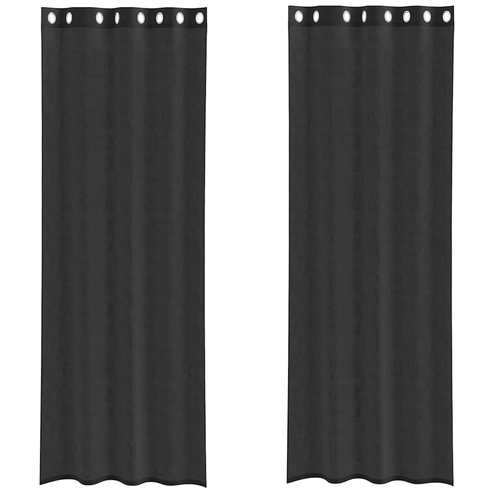 Voile zavjese s ušicama 2 kom crne 140x260 cm
