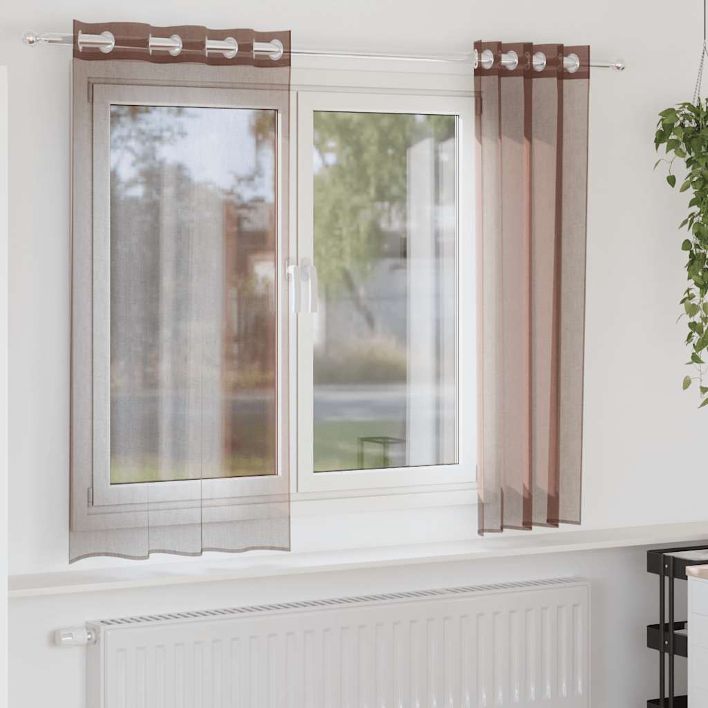 Voile zavjese s ušicama 2 kom smeđe 140x175 cm