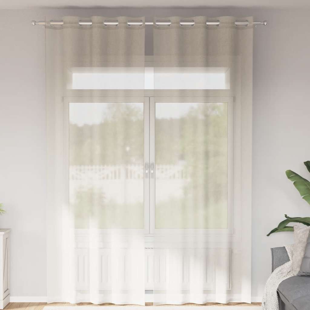 Voile zavjese s ušicama 2 kom krem 140x300 cm