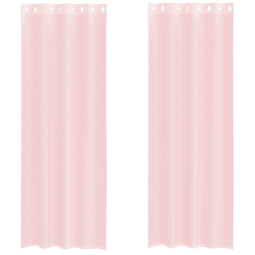 Voile zavjese s ušicama 2 kom svijetlo ružičaste 140x260 cm