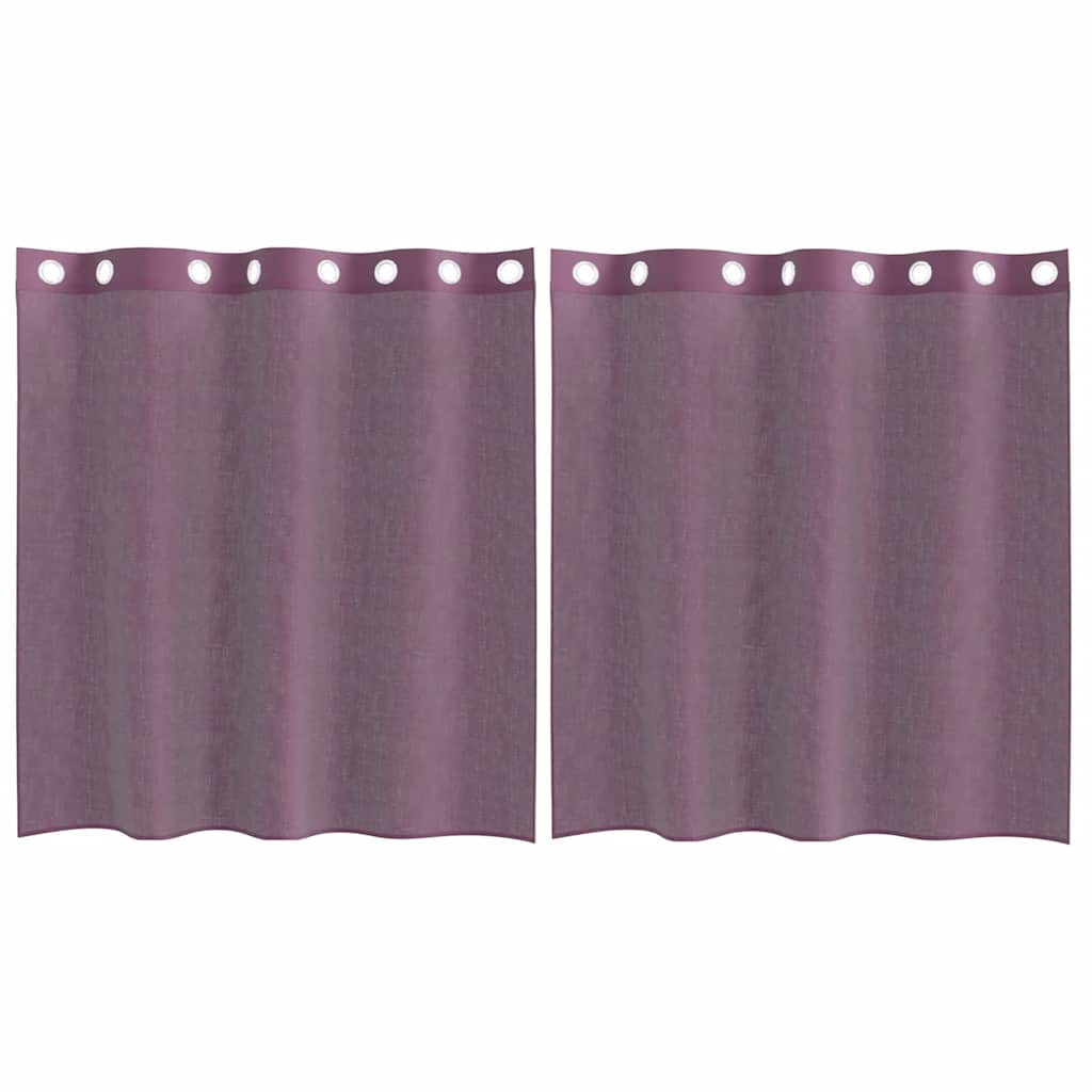 Voile zavjese s ušicama 2 kom ljubičaste 140x140 cm