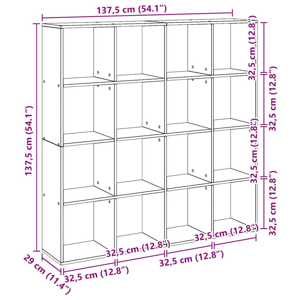 Ormarić z knjige boja hrasta 137,5x29x137,5cm konstruirano drvo