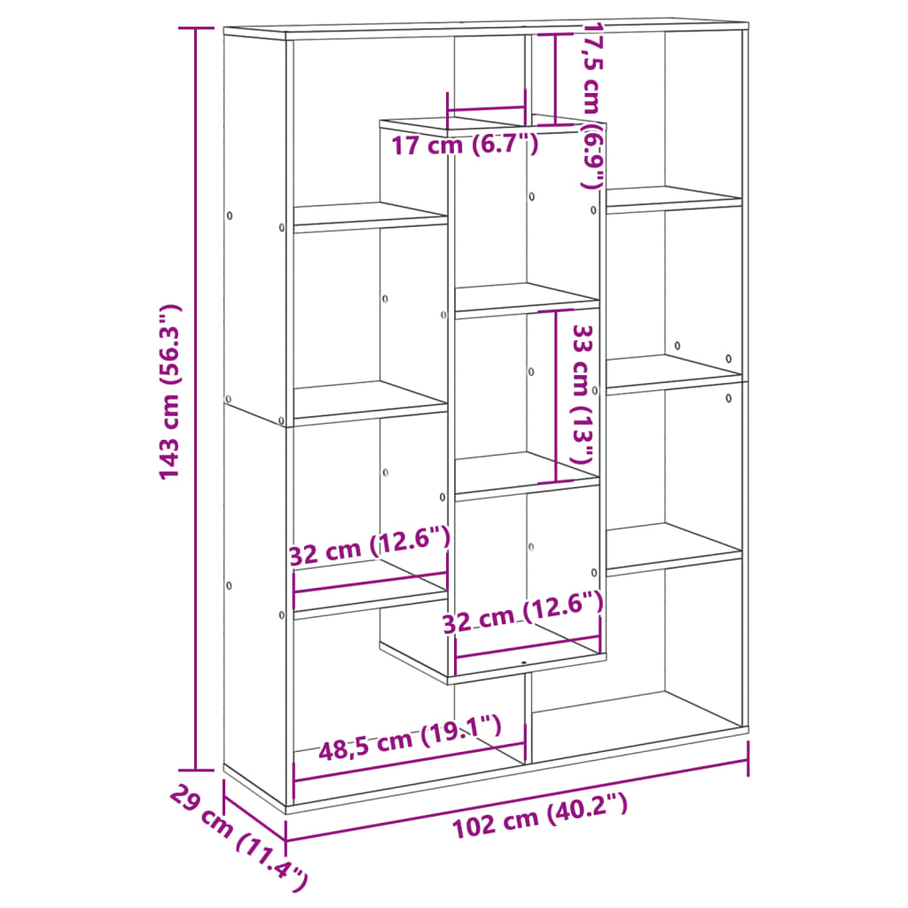 Ormarić za knjige bijeli 102x29x143 cm konstruirano drvo