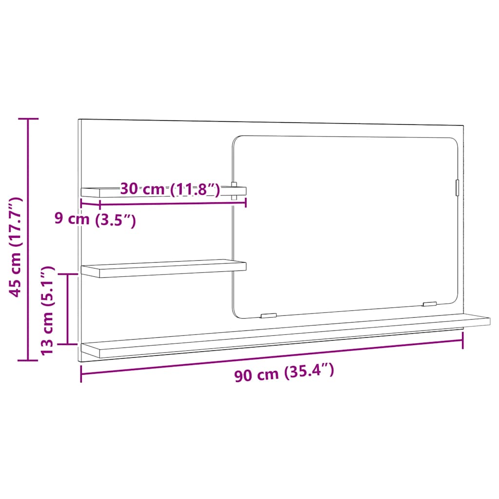Kupaonski ormarić s ogledalom Artisan hrast izrađeno drvo
