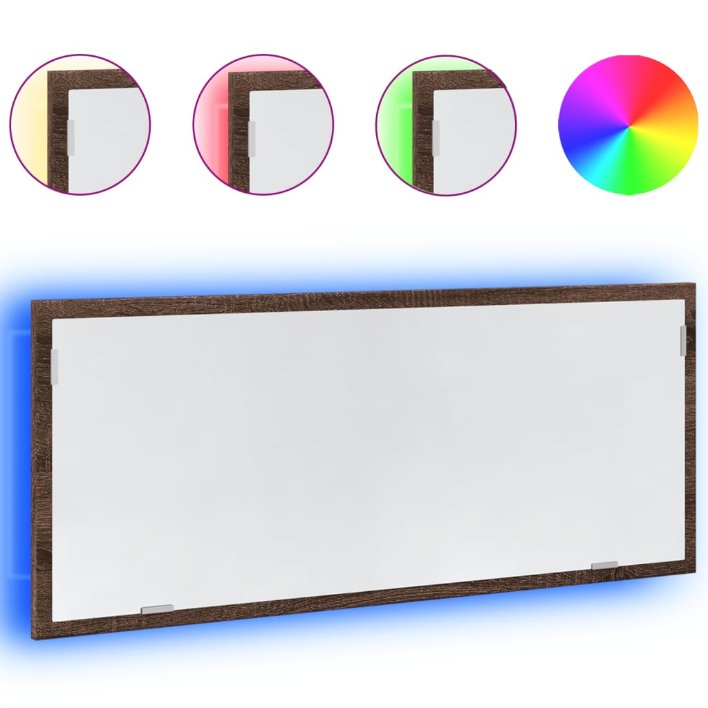 LED kupaonsko ogledalo smeđi hrast 100x8,5x37 cm