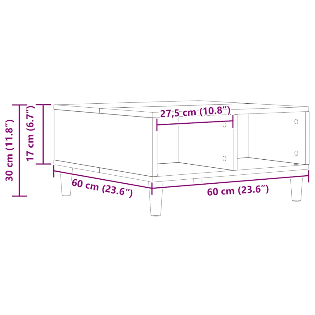 Stol za kavu Artisan hrast 60x60x30 cm izrađeno drvo
