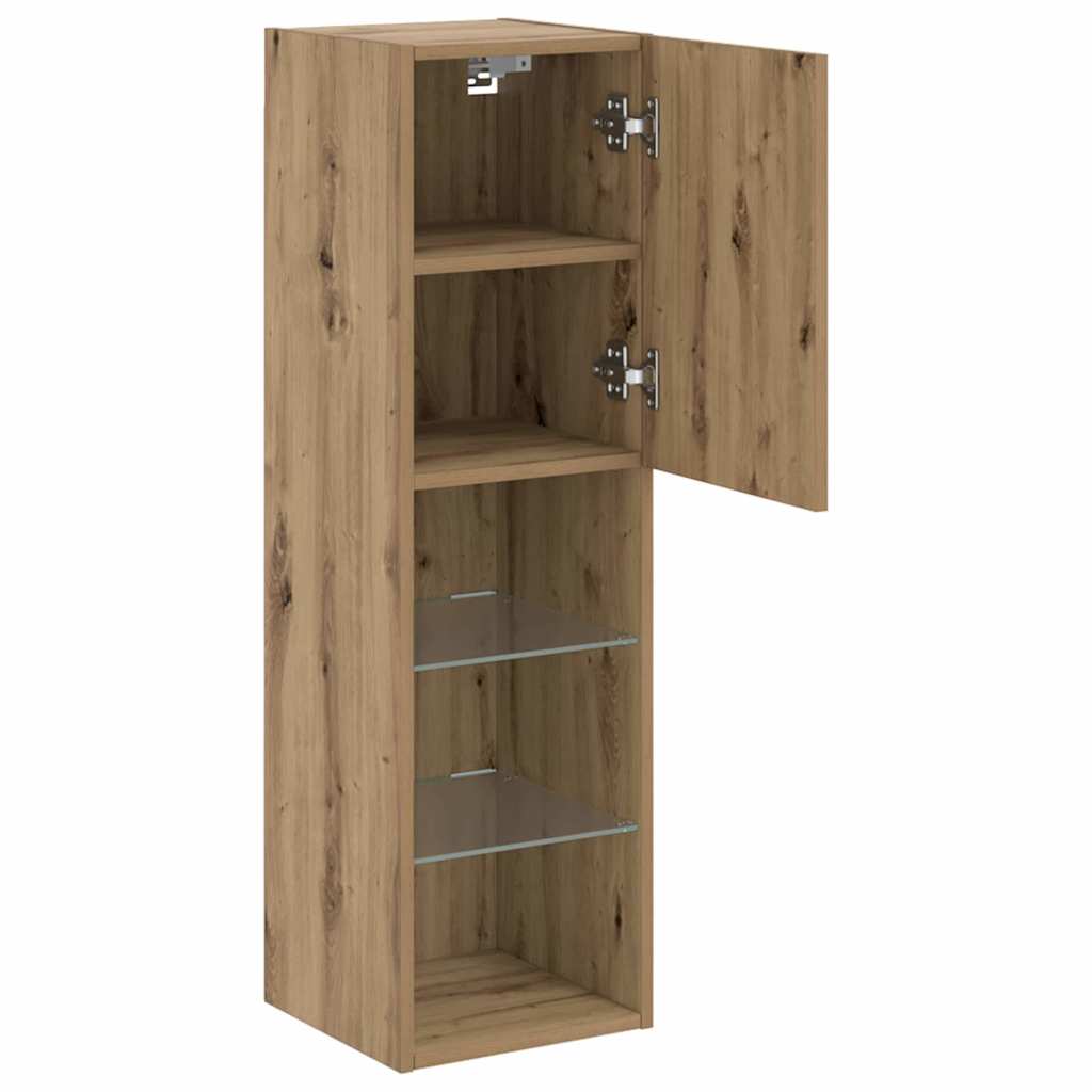 TV ormarići s LED svjetlima 2 kom boja hrasta 30,5x30x102 cm