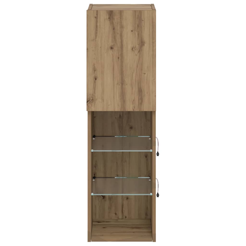 TV ormarići s LED svjetlima 2 kom boja hrasta 30,5x30x102 cm