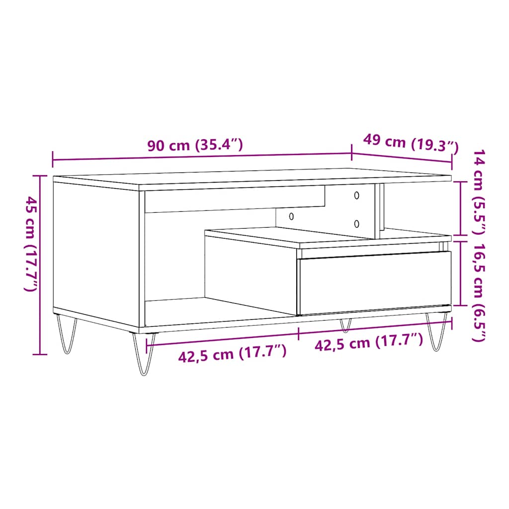 Stol za kavu Artisan hrast 90x49x45 cm izrađeno drvo