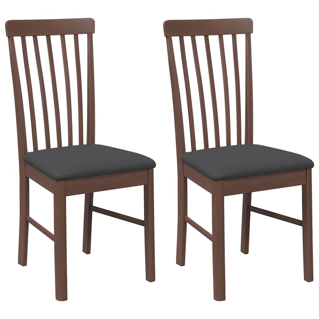 Blagovaonske stolice s jastucima 2 kom smeđe pune drvene gume