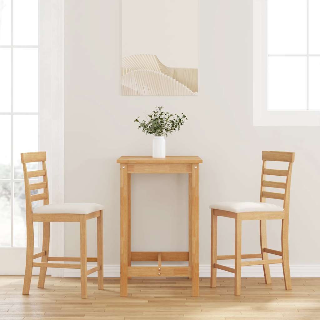 Barske stolice s jastucima 2 kom. Prirodno puno drvo guma