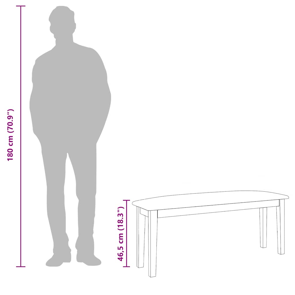 Klupa 110 cm smeđa guma od punog drveta