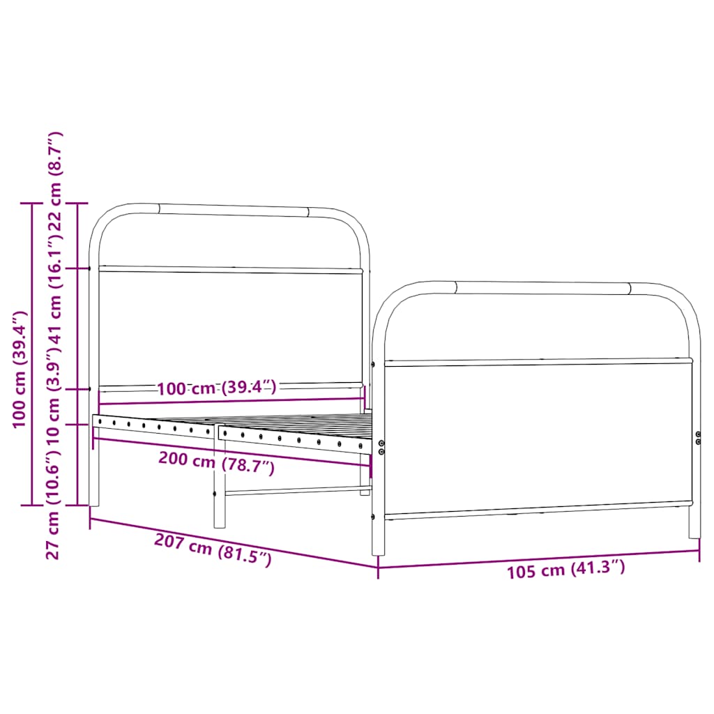 Okvir kreveta bez madraca boja hrasta sonome 100x200 cm drveni