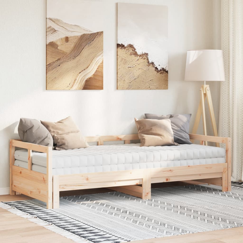Dnevni krevet na razvlačenje s madracima 90x190 cm od borovine