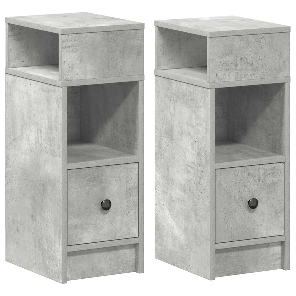Noćni ormarići 2 kom s ladicom beton siva 25x31x66 cm