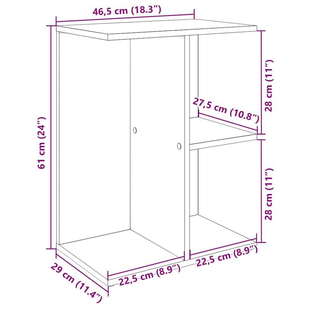Noćni ormarić smeđi hrast 46,5x29x61 cm konstruiranog drva