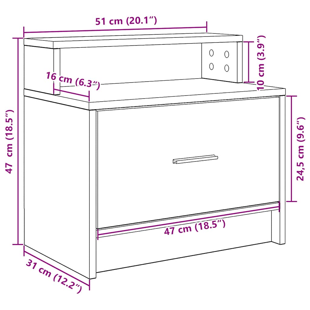 Noćni ormarići s ladicom 2 kom beton sivi 51x31x47 cm