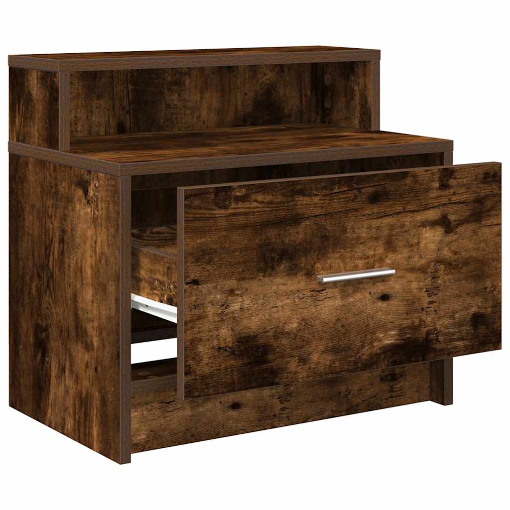 Noćni ormarići s ladicom 2 kom dimljeni hrast 51x31x47 cm