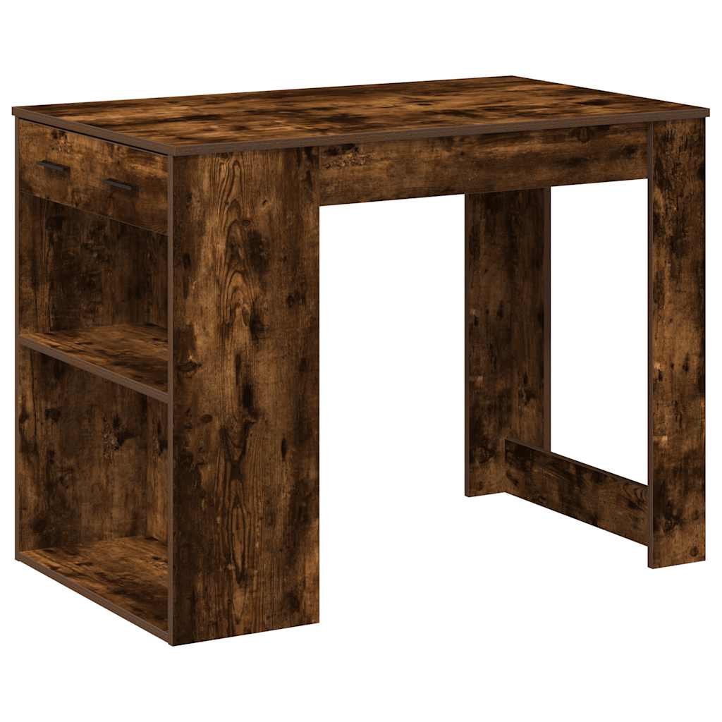 Radni stol s ladicom i policom dimljeni hrast 102x62x77,5 cm
