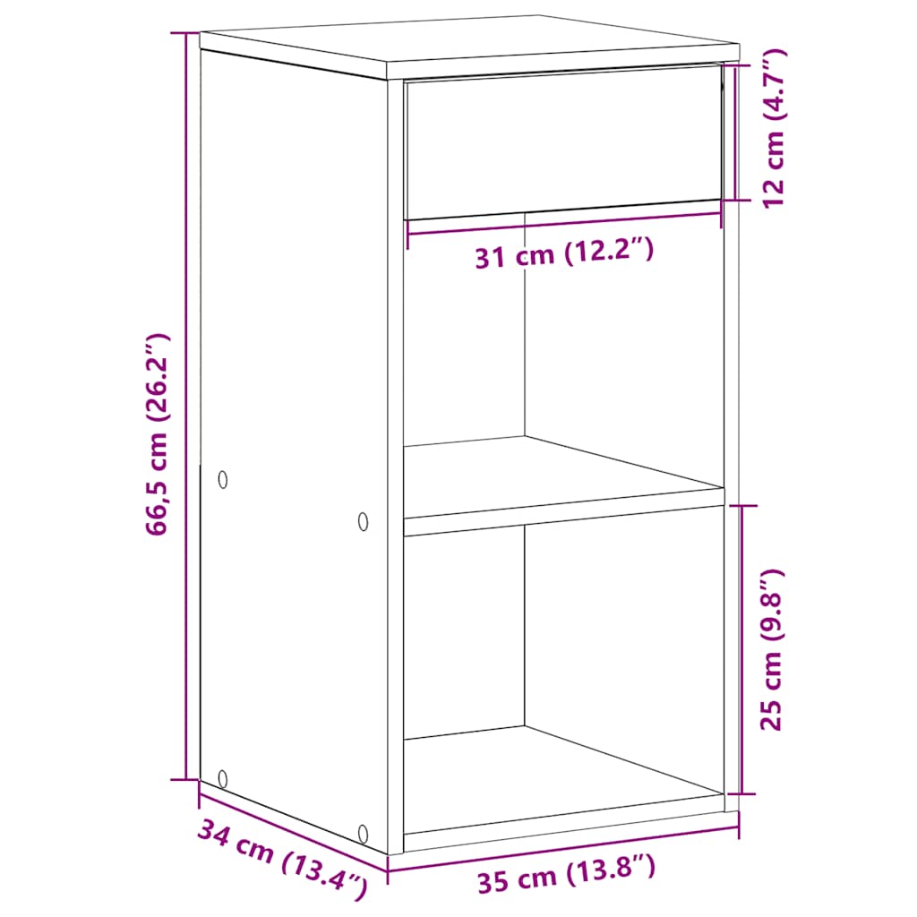 Noćni ormarići s ladicom 2 kom beton sivi 35x34x66,5 cm