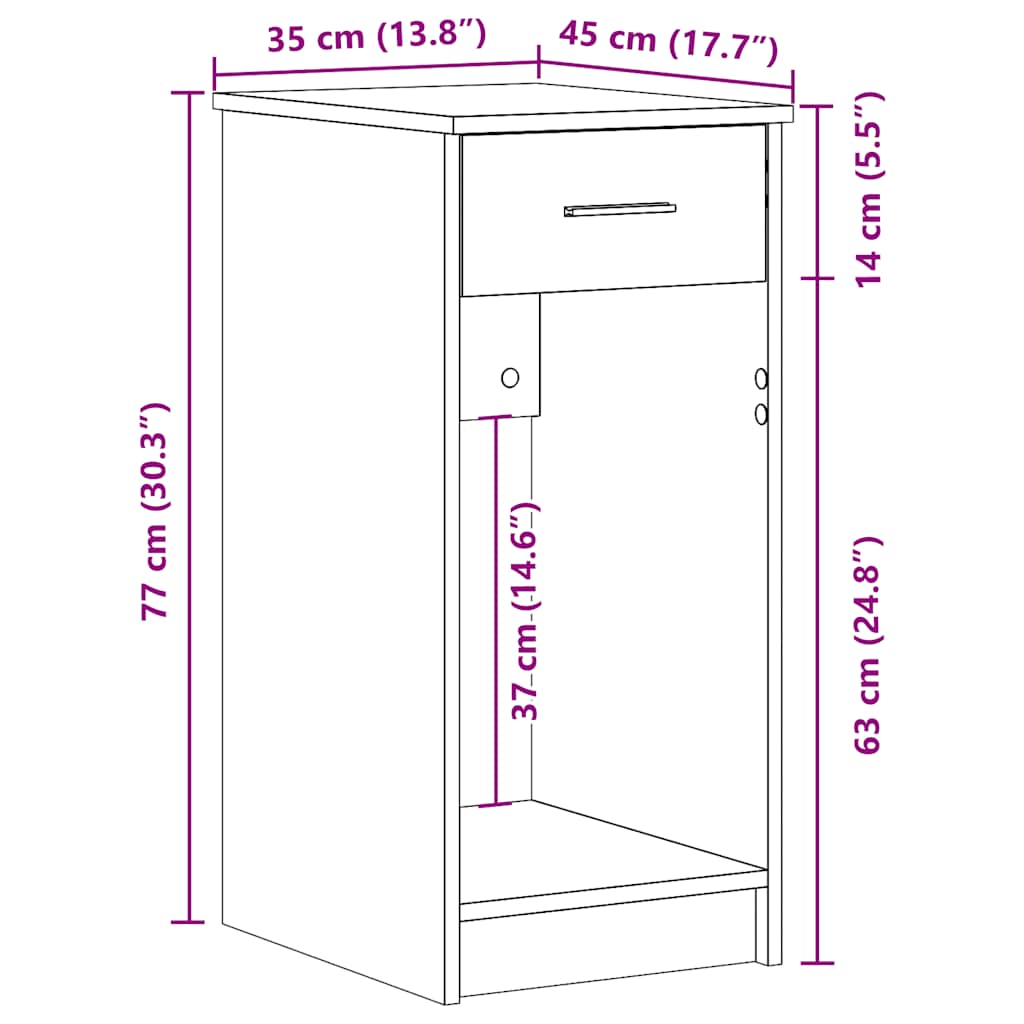 Tower stalak za računalo s ladicom boja staro drvo 35x45x77 cm