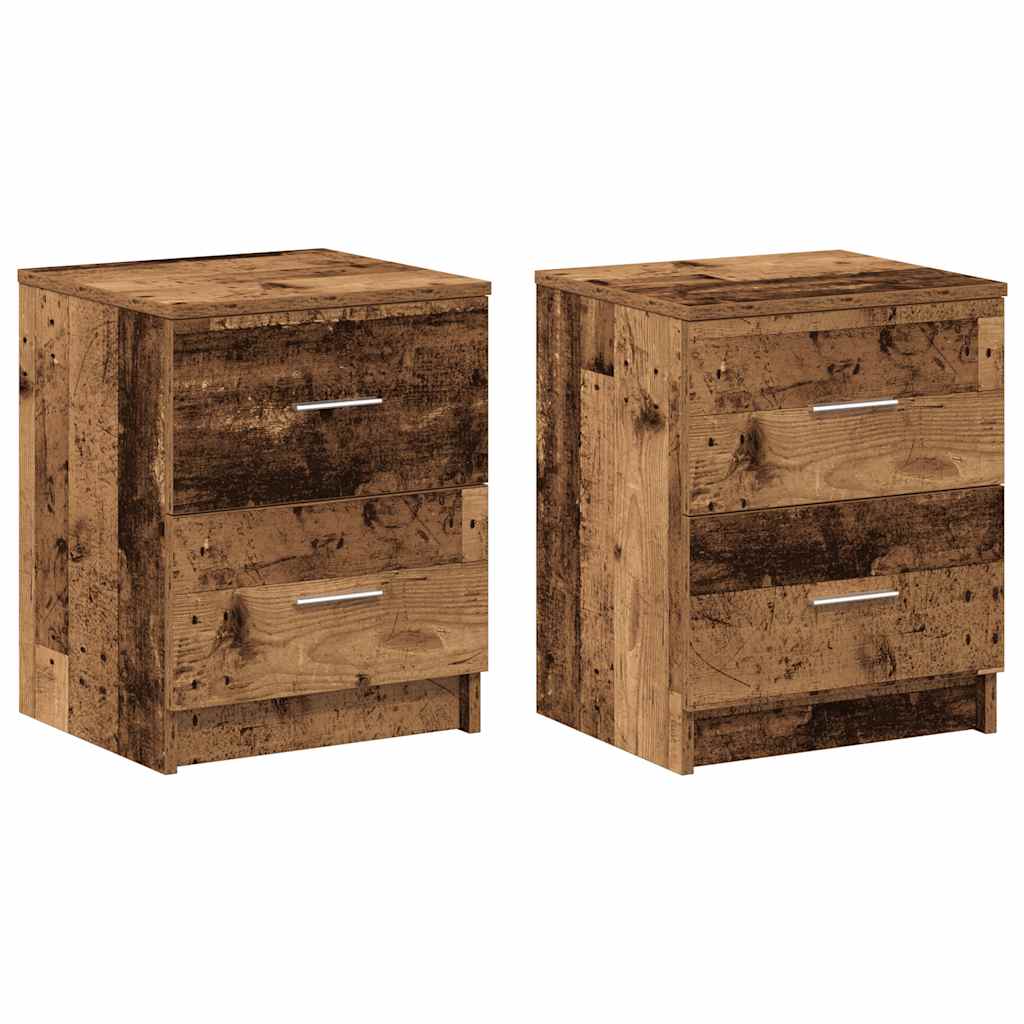 Noćni ormarići 2 kom s 2 ladice staro drvo 40x36x50 cm
