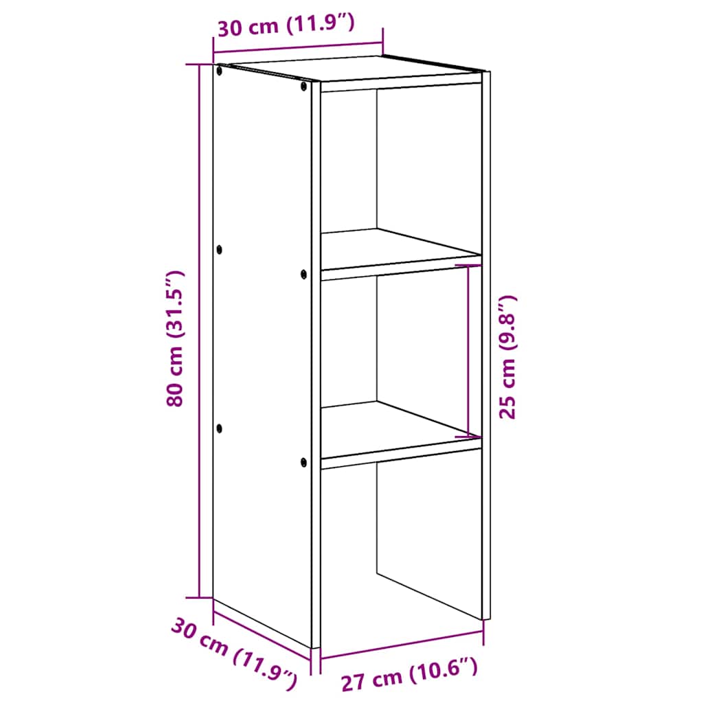 Regal za knjige složive 30x30x80 cm konstruiranog drvo