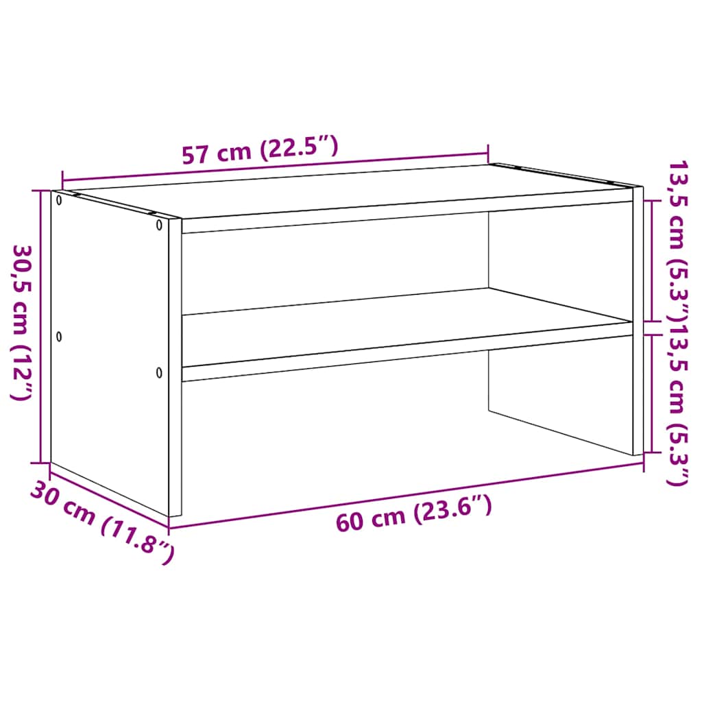 Stalak za cipele koji se može složiti beton sivi 60x30x30,5 cm