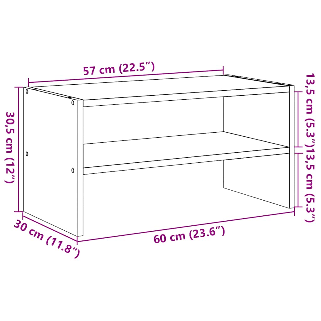 Stalak za cipele koji se može složiti sivi Sonoma 60x30x30,5 cm