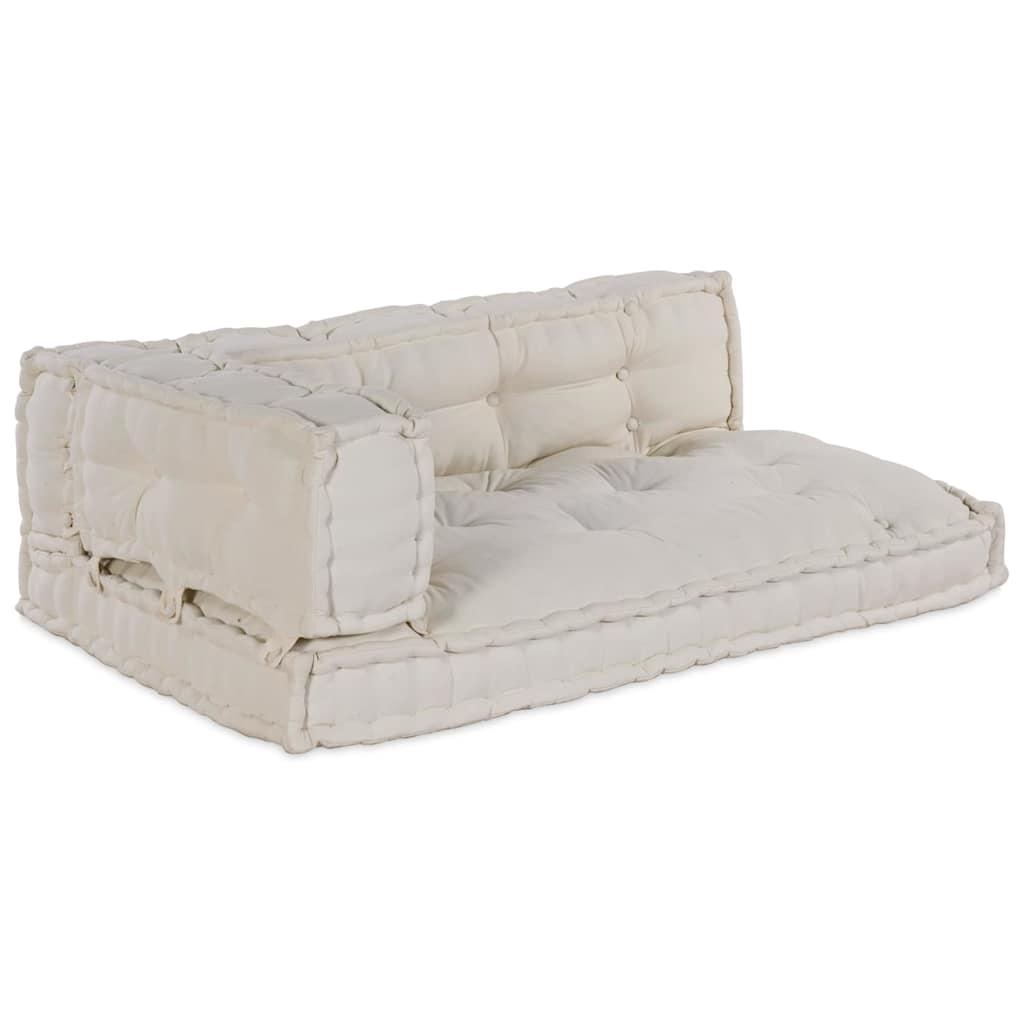 Jastučić za paletni kauč 3 pcs Krem 120 x 80 x 34 cm Tkanina