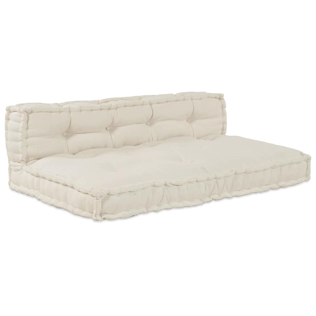 Jastučić za paletni kauč 2 pcs Krem 120 x 80 x 38 cm Tkanina