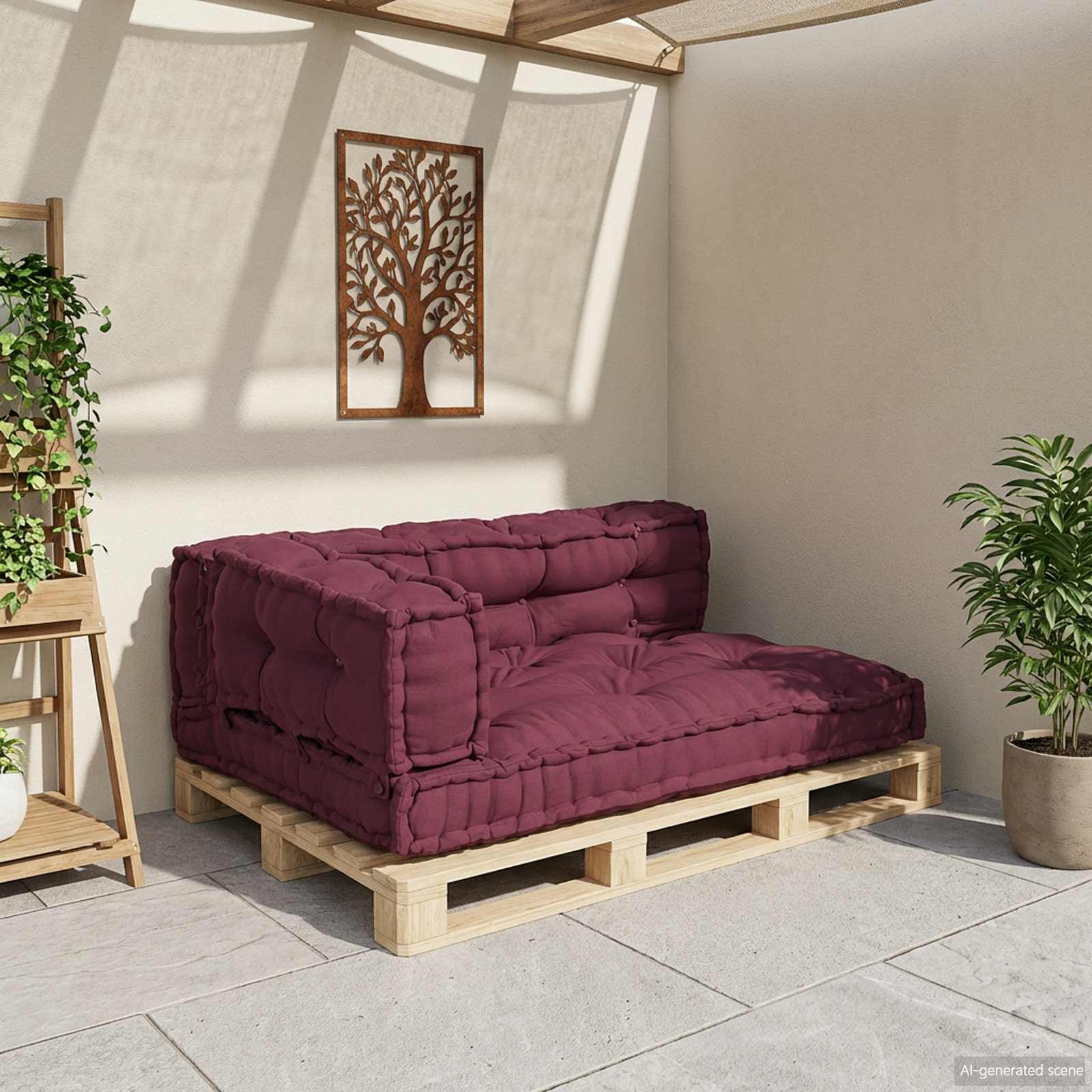 Jastučić za paletni kauč 3 pcs Bordo 120 x 80 x 38 cm Tkanina