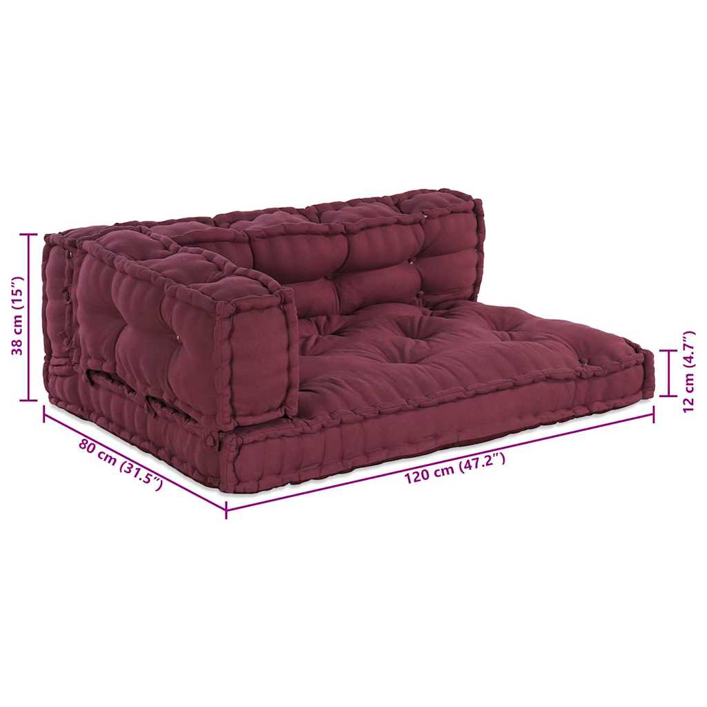Jastučić za paletni kauč 3 pcs Bordo 120 x 80 x 38 cm Tkanina