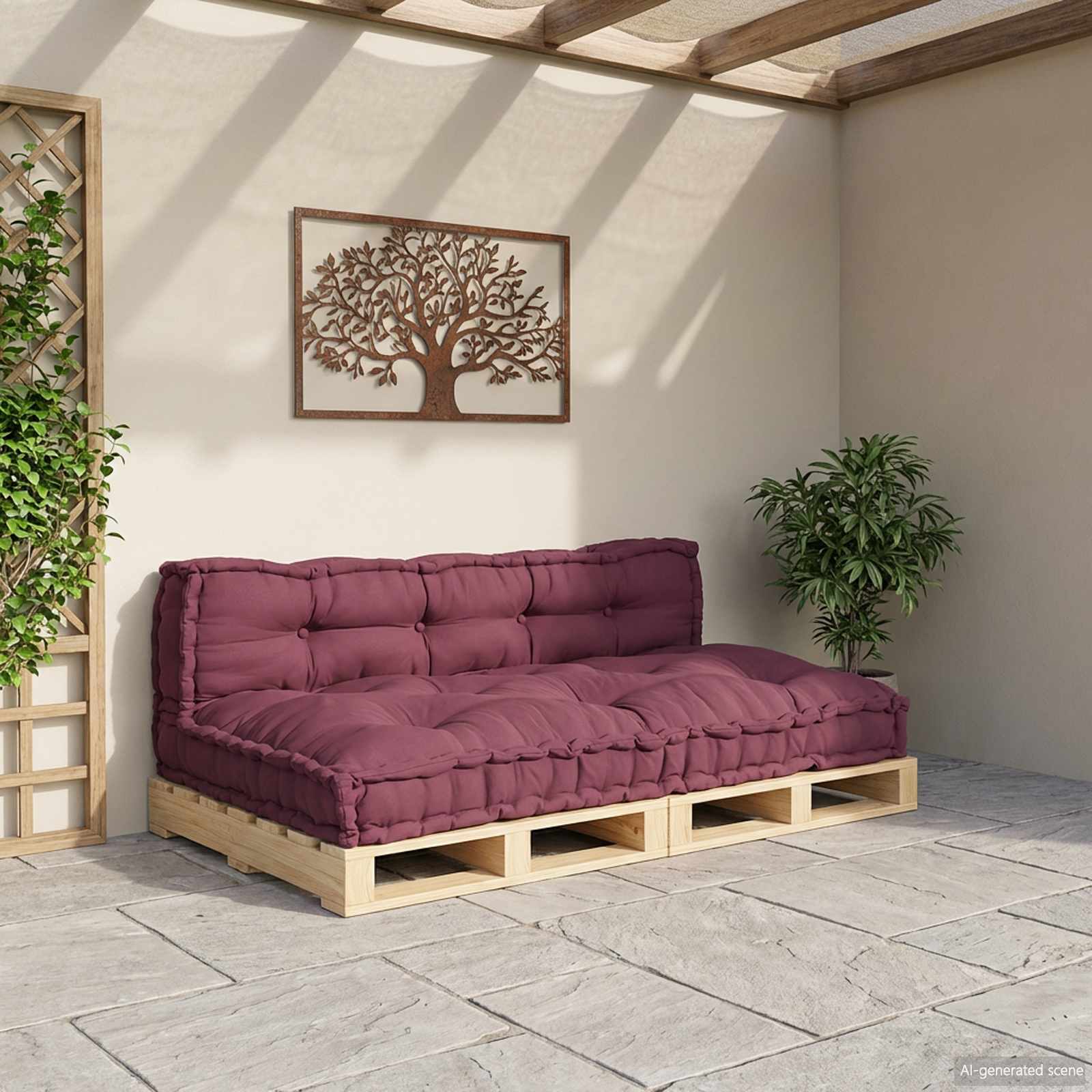 Jastučić za paletni kauč 2 pcs Bordo 120 x 80 x 38 cm Tkanina