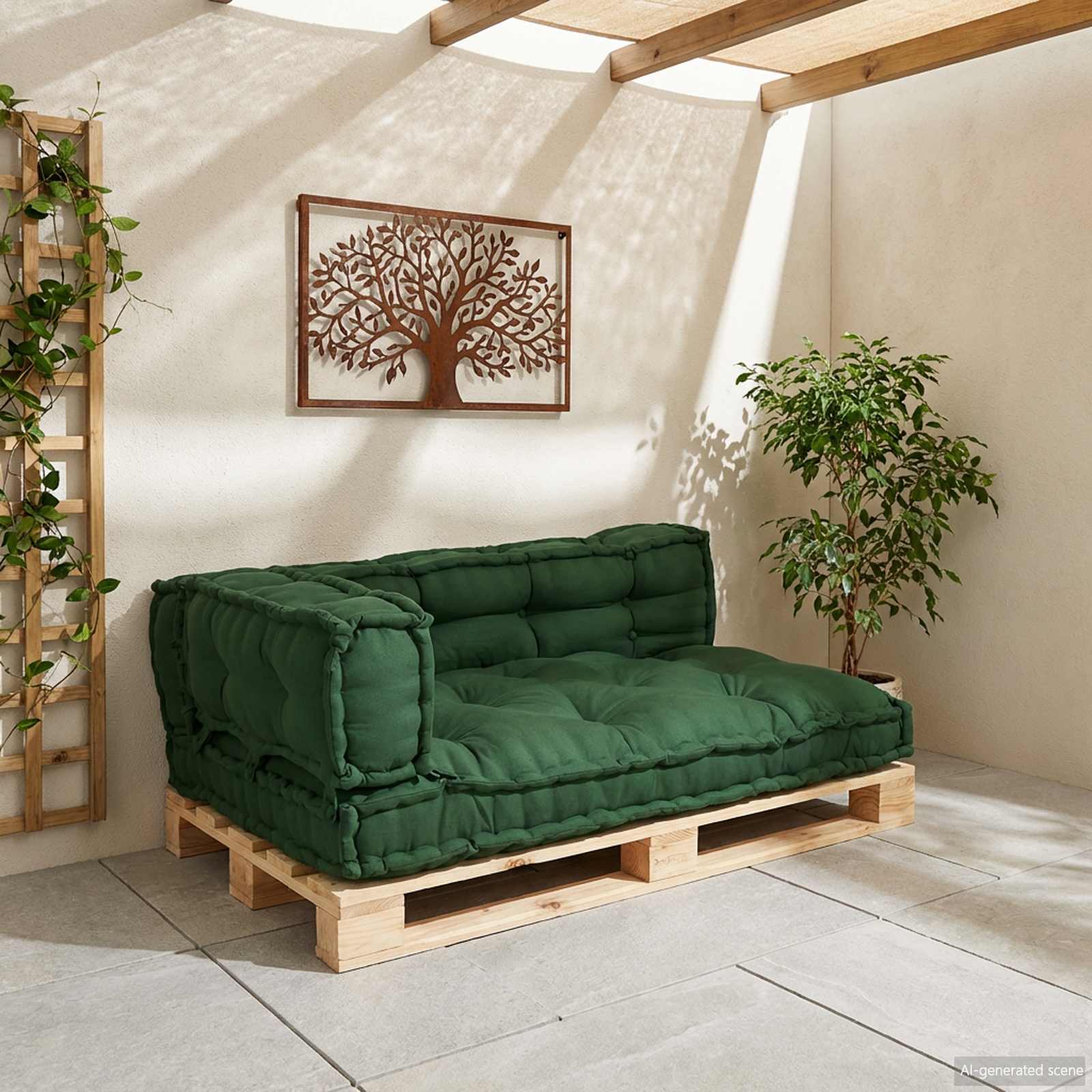 Jastučić za paletni kauč 3 pcs Zelena 120 x 80 x 38 cm Tkanina