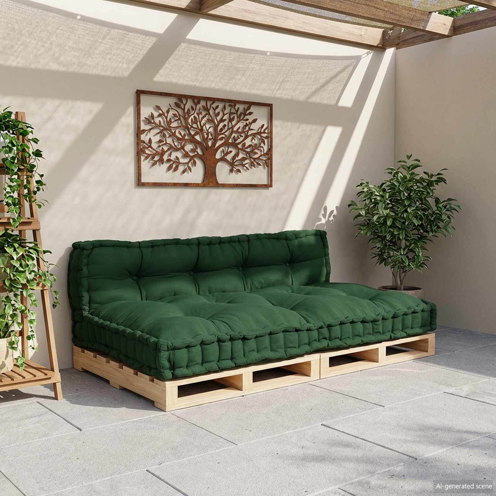 Jastučić za paletni kauč 2 pcs Zelena 120 x 80 x 38 cm Tkanina