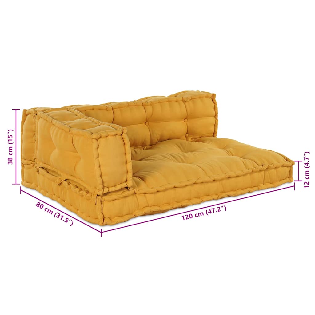Jastučić za paletni kauč 3 pcs Žuta 120 x 80 x 38 cm Tkanina