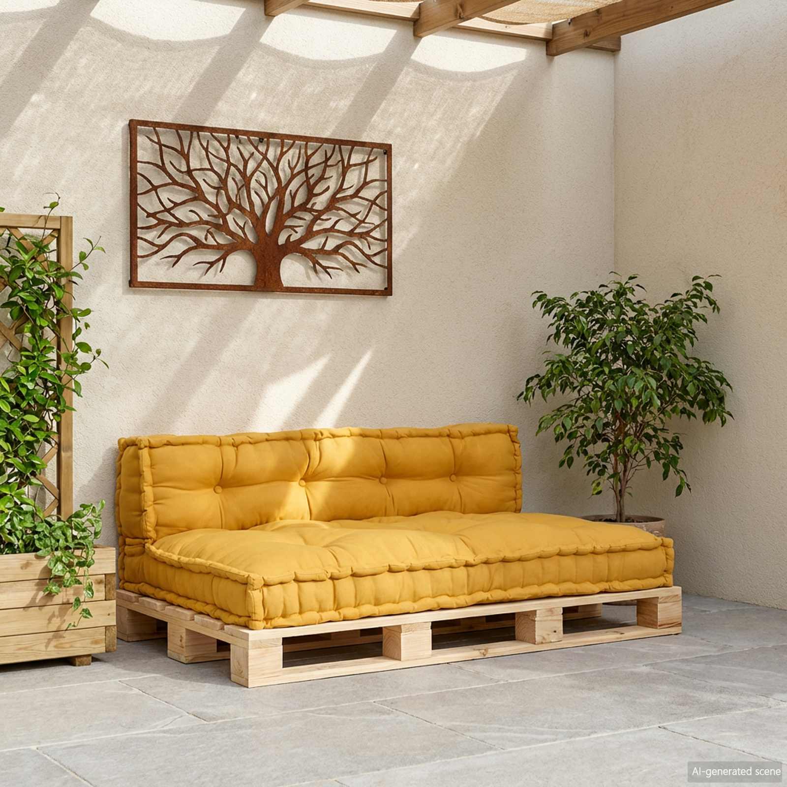 Jastučić za paletni kauč 2 pcs Žuta 120 x 80 x 38 cm Tkanina