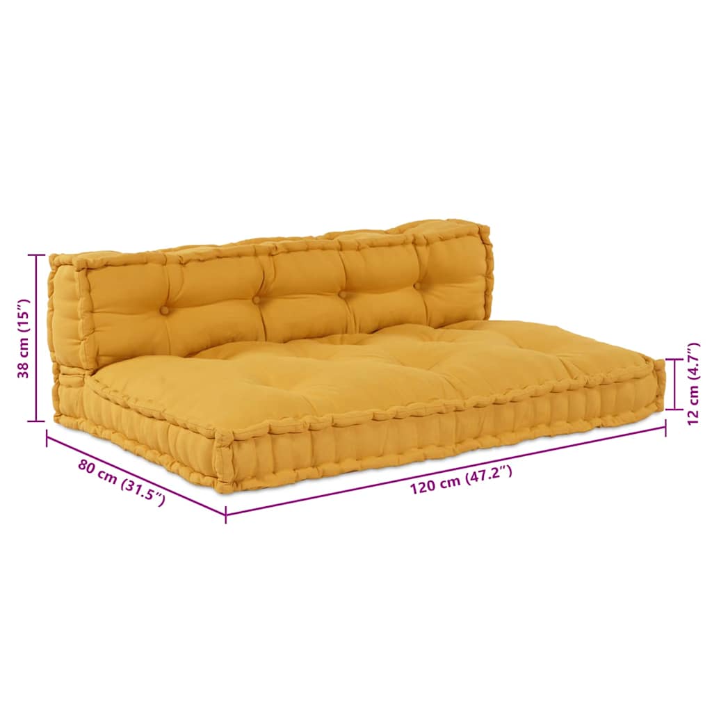 Jastučić za paletni kauč 2 pcs Žuta 120 x 80 x 38 cm Tkanina