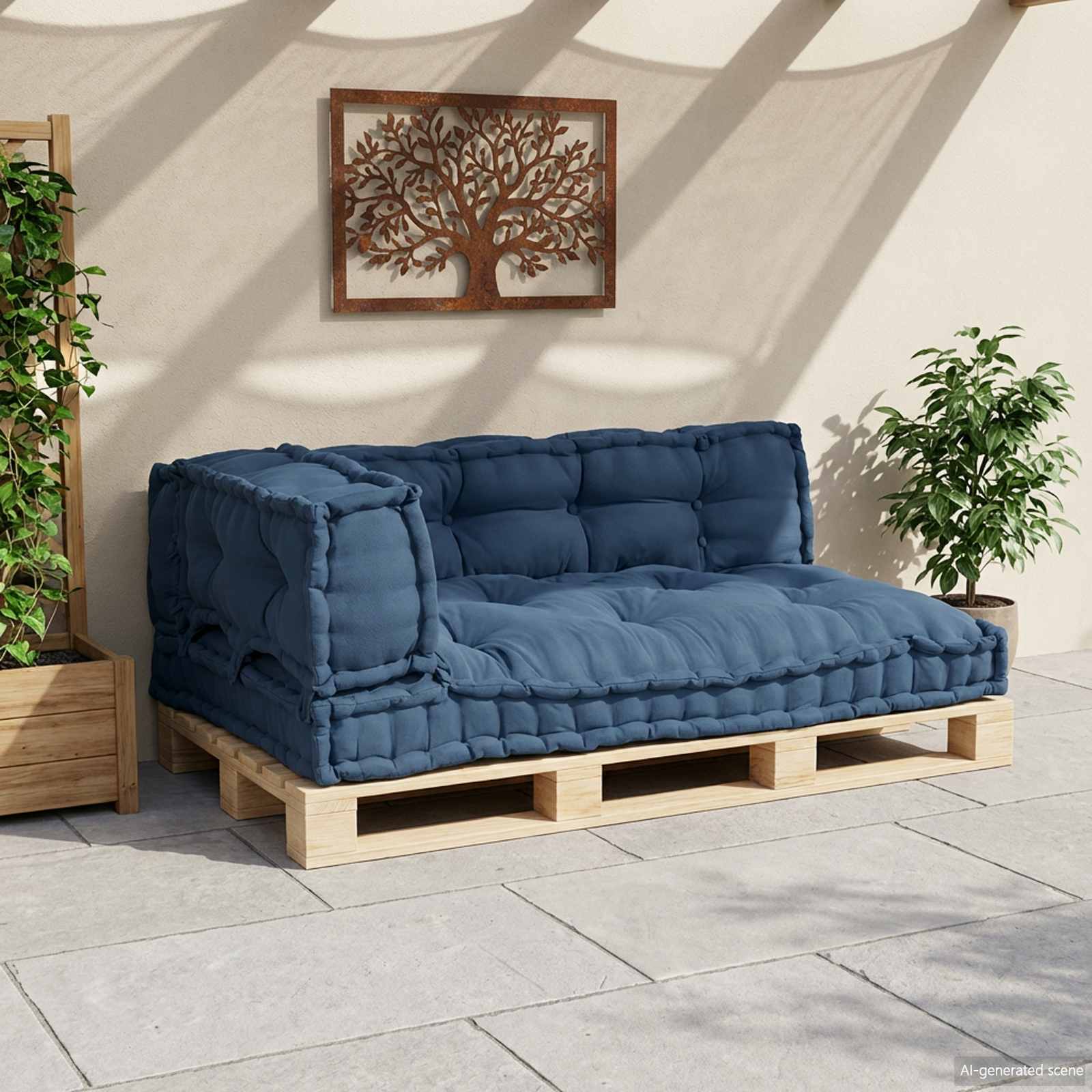 Jastučić za paletni kauč 3 pcs Indigo 120 x 80 x 38 cm Tkanina