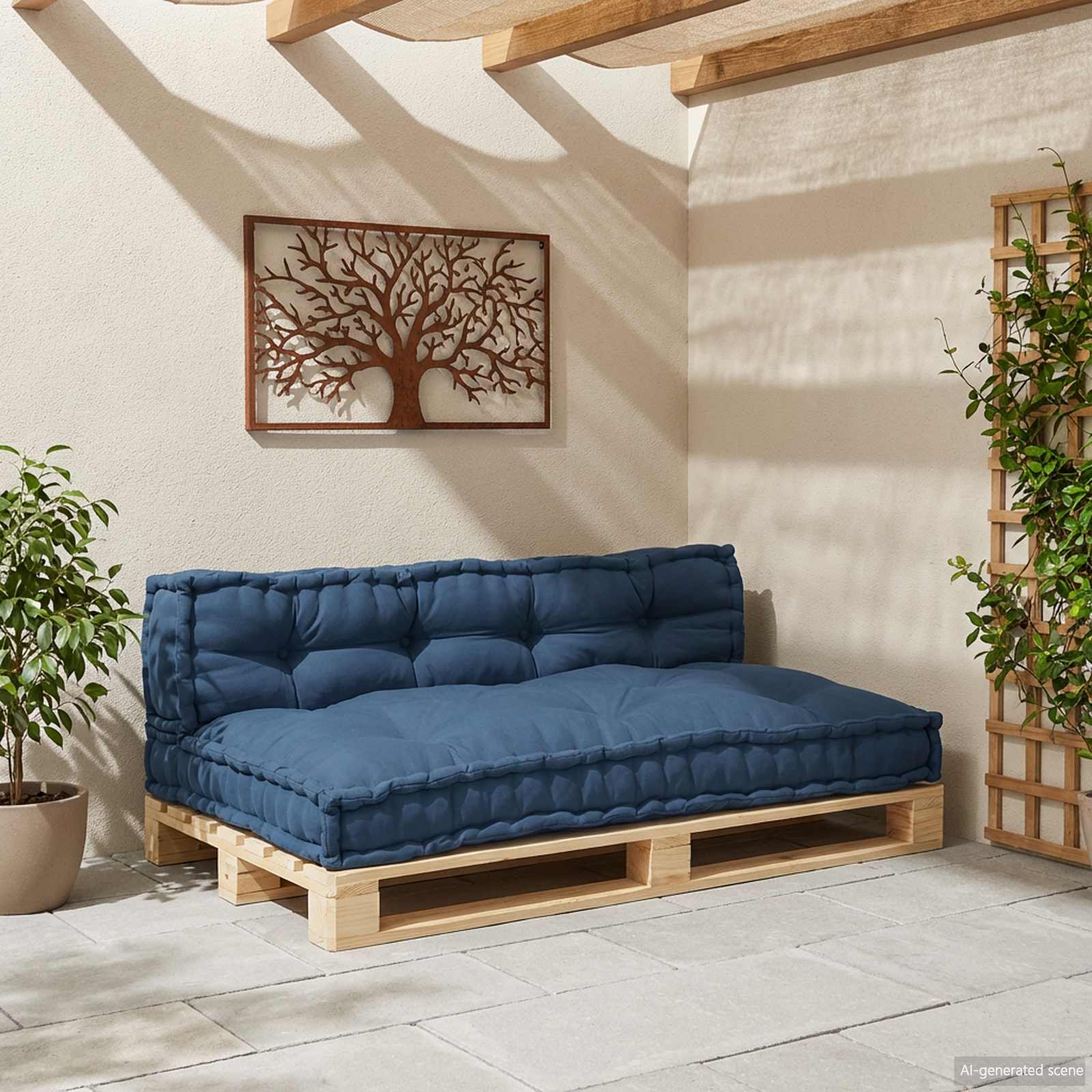 Jastučić za paletni kauč 2 pcs Indigo 120 x 80 x 38 cm Tkanina