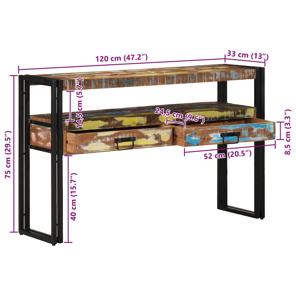 Konzolna stolica 120 x 33 x 75 cm Čvrsto drvo iz reciklaže
