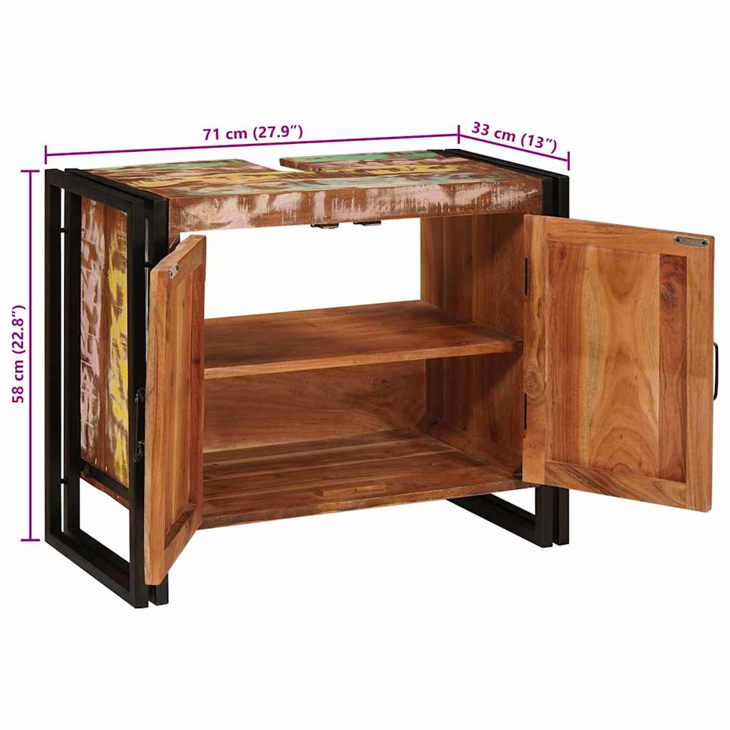 Ormarić za umivaonik s policom Šareni Čvrsto drvo iz reciklaže