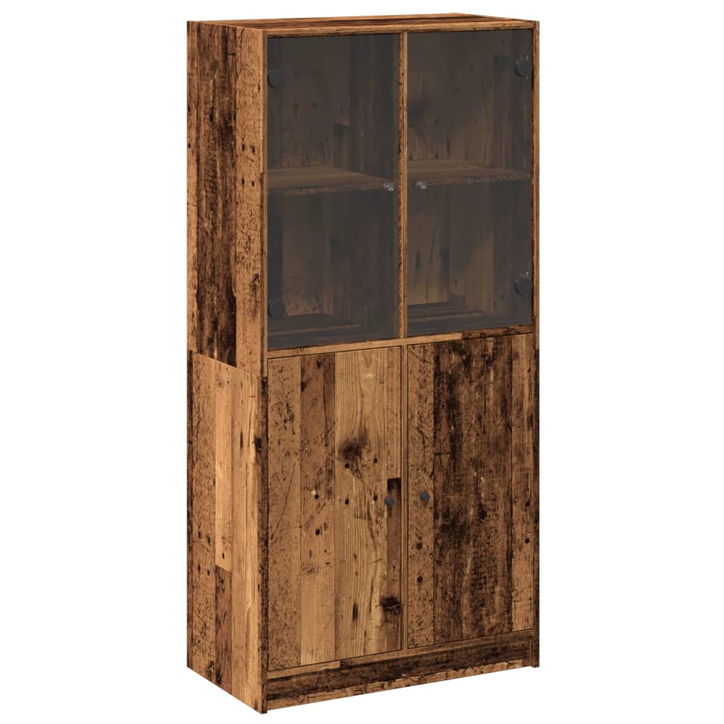 Visoka komoda s vratima boja drva 68x37x142cm konstruirano drvo