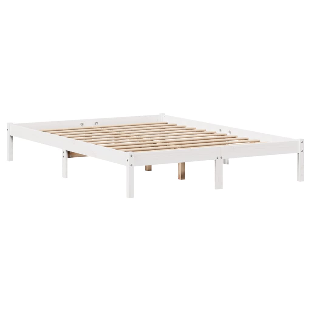 Krevet s regalom z knjige bez madraca bijeli 150x200cm borovina