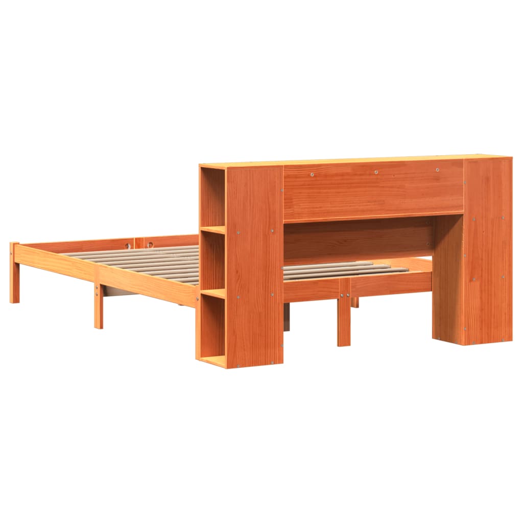 Krevet s regalom za knjige bez madraca 135 x 190 cm od borovine