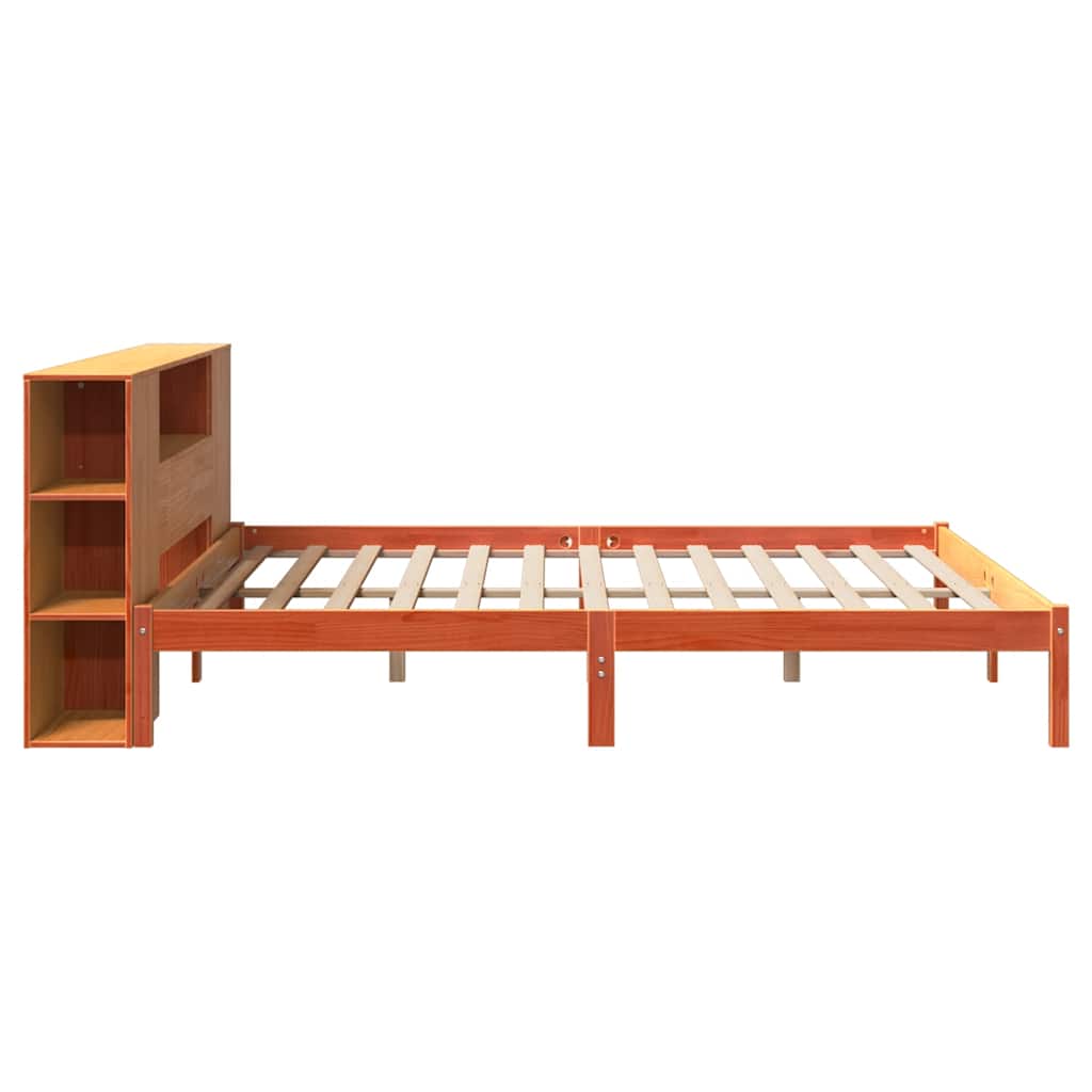 Krevet s regalom za knjige bez madraca 200x200 cm od borovine