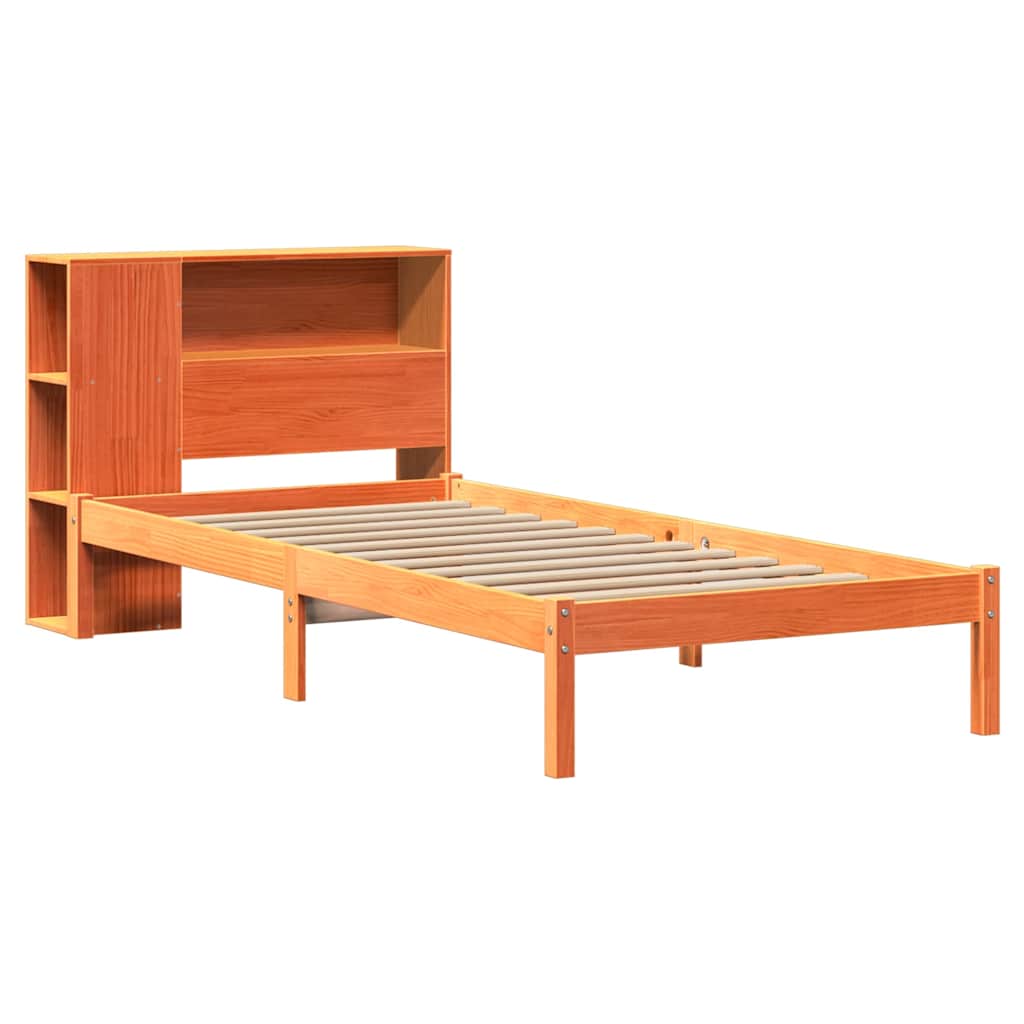 Krevet s regalom za knjige bez madraca 75 x 190 cm od borovine