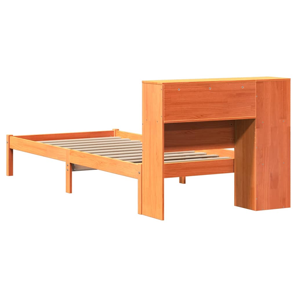 Krevet s regalom za knjige bez madraca 75 x 190 cm od borovine