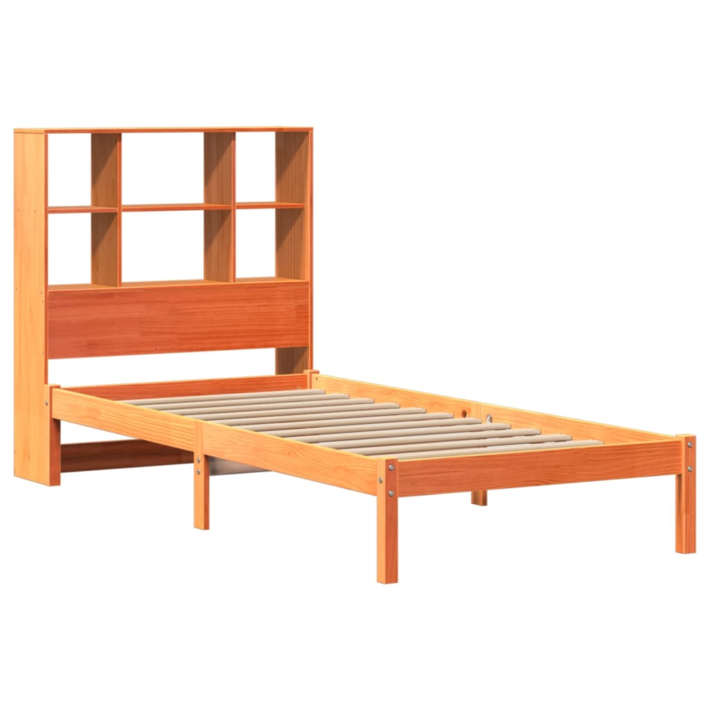 Krevet s regalom za knjige bez madraca 75 x 190 cm od borovine